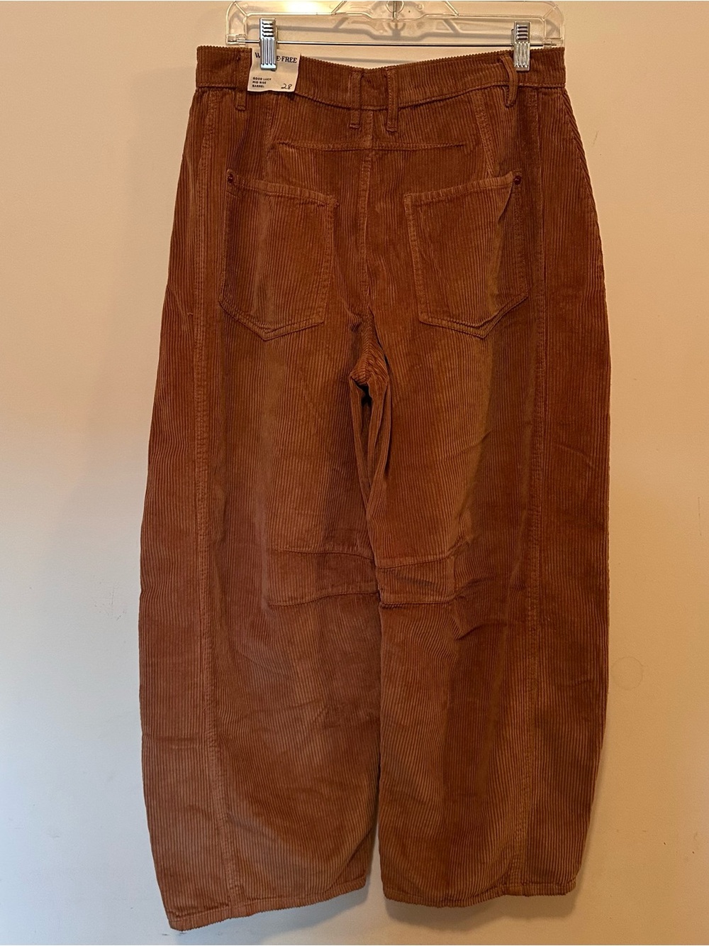 Free People We The Free Good Luck Mid-Rise Cord Barrel Jeans - Picture 5 of 7